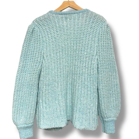 Vintage Van Heusen Cardigan Chunky Knit Open Front Pockets Pastel Cottage Sz M - Picture 2 of 8